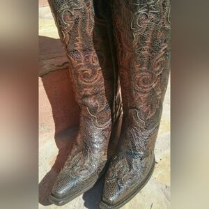 "Lizard" Corral Rare Vtg Western Leather Lizard Cowboy Cowgirl Boots Size 7